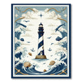 Coastal Blue Nautical Rug(Blue)