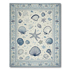 Coastal Blue Seashell Starfish Rug(Blue)