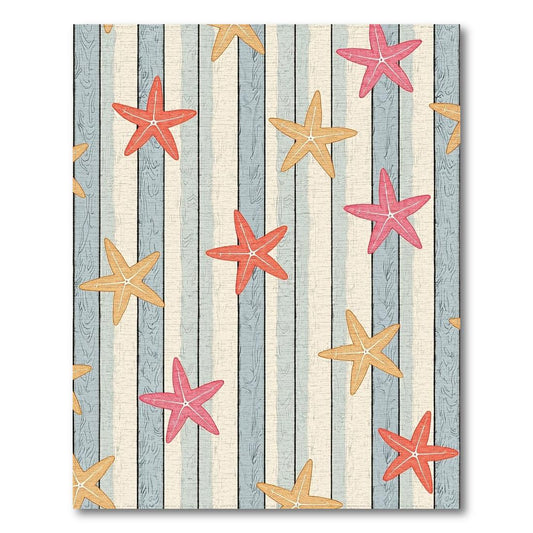 Coastal Starfish Striped Rug(Beige)