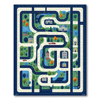 Colorful City Map Playful Rug(Green)