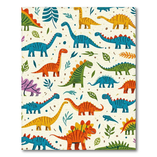 Colorful Dinosaur Playful Rug(Blue)