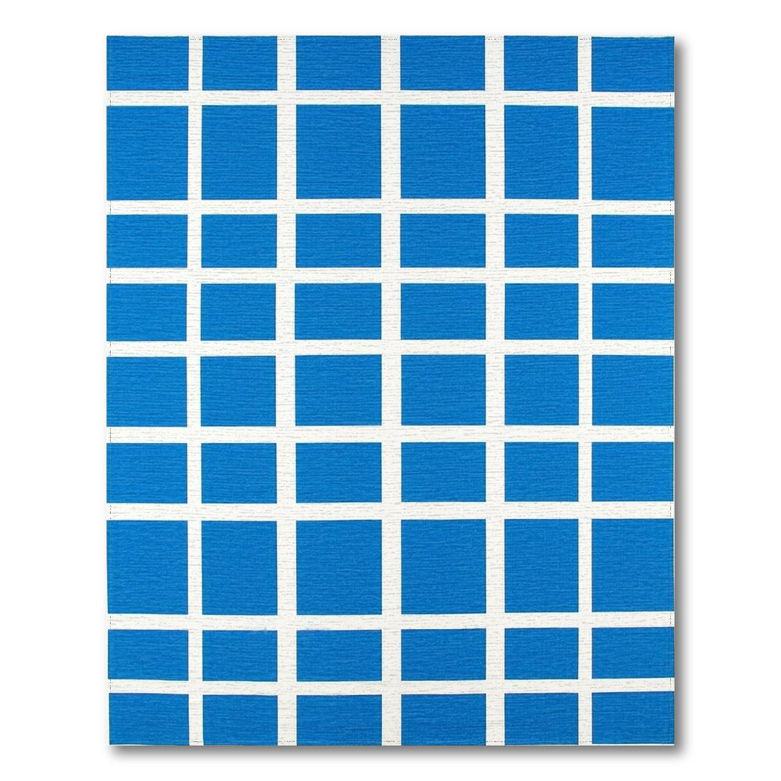Contemporary Blue Grid Rug