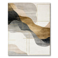 Contemporary Gold Gray Wavy Geometric Rug