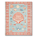 Coral & Blue Coastal Marine Life Rug(Red)