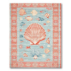Coral & Blue Coastal Marine Life Rug(Red)