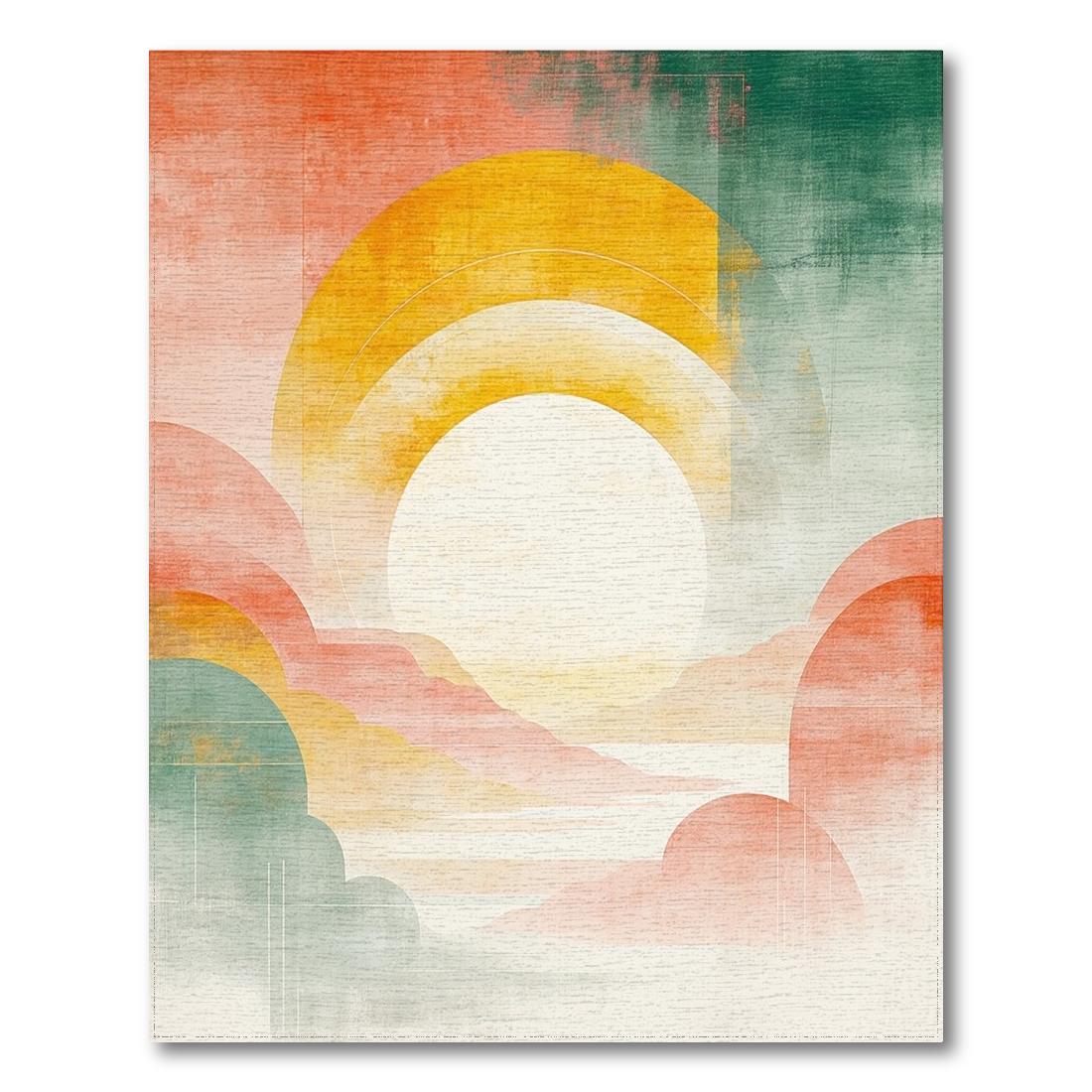 Coral Teal Sunset-Inspired Tranquil Rug
