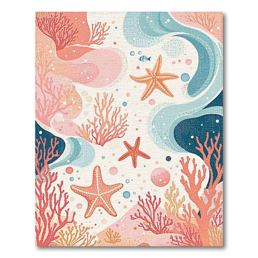 Coral-Teal Underwater Cheerful Rug
