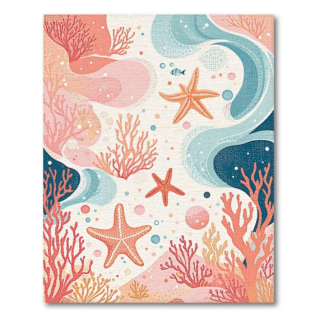 Coral-Teal Underwater Cheerful Rug