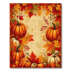 Cozy Autumn Harvest Leaves & Pumpkins Rug(Orange)
