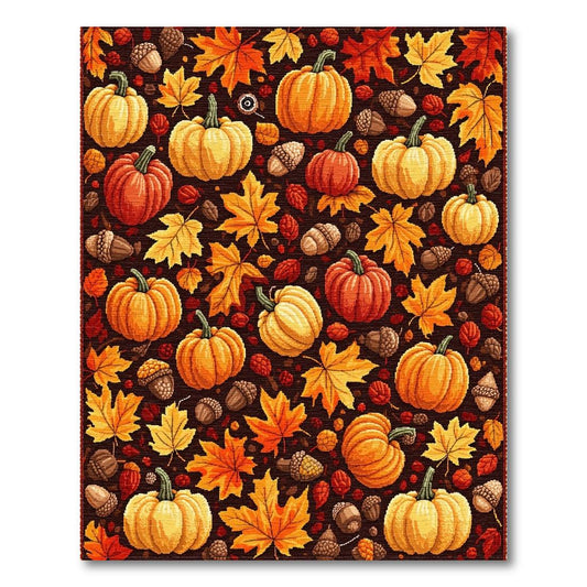 Cozy Autumn Pumpkin Leaf Acorn Rug(Brown)