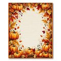 Cozy Autumn Pumpkin Leaf Border Rug(Orange)