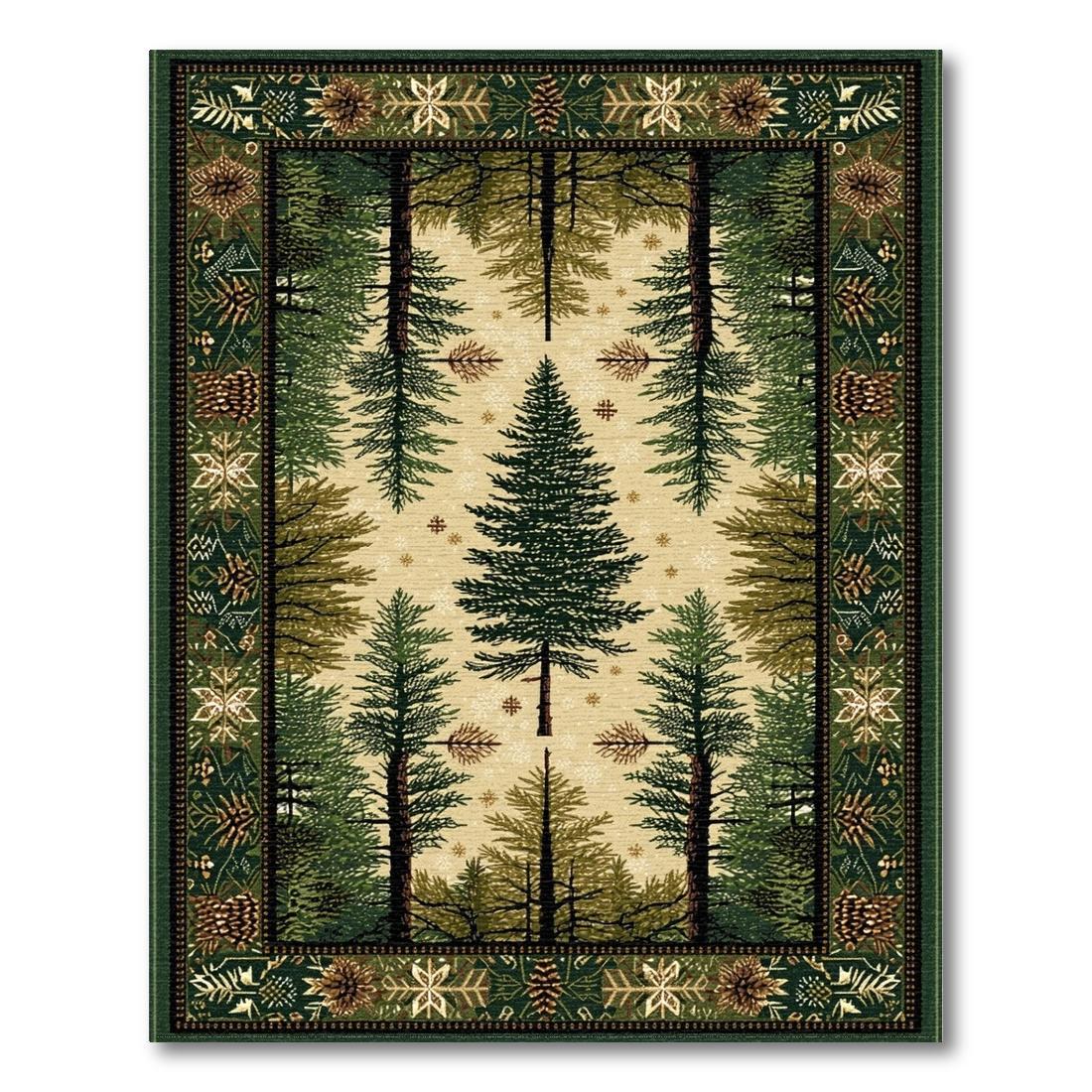 Cozy Green Forest Scene Rug(Green)