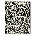Cream Black Abstract Wave Modern Rug