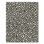 Cream Black Abstract Wave Modern Rug