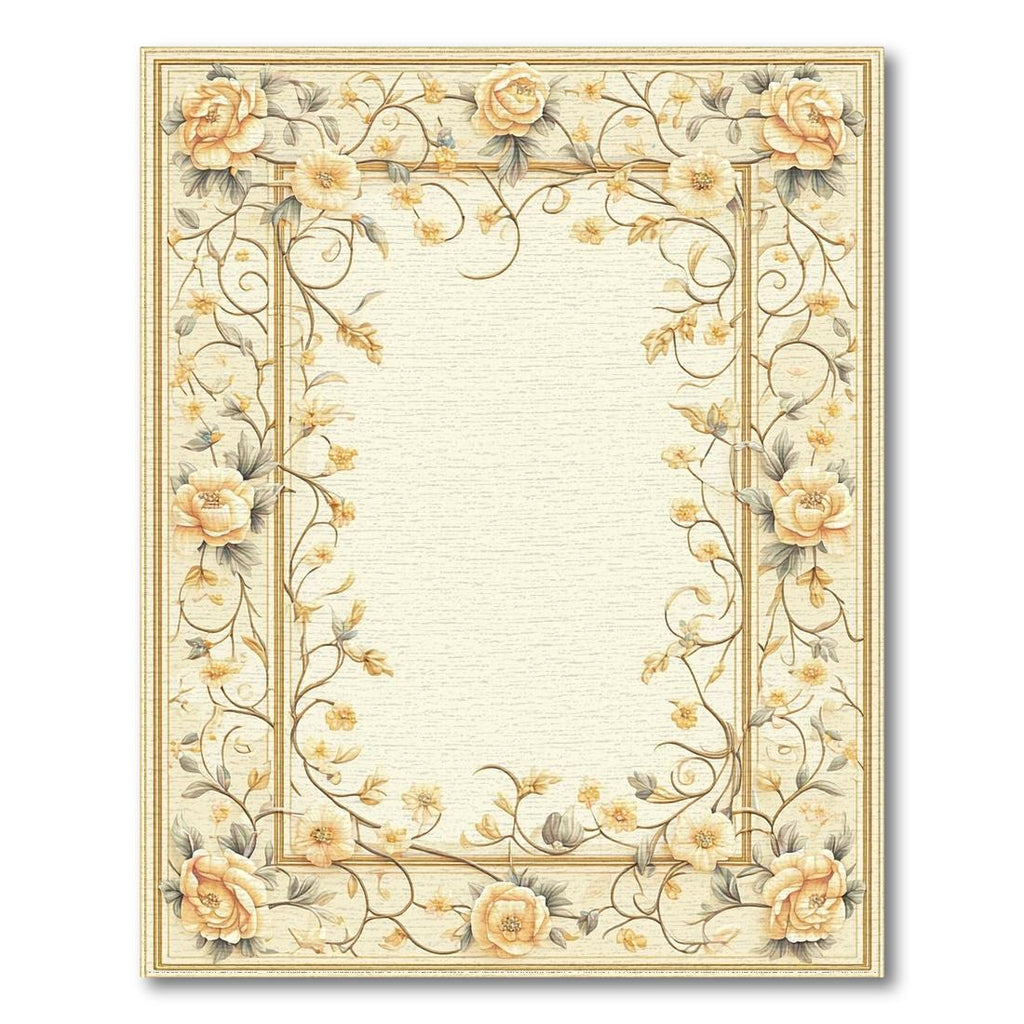 Cream Floral Scroll Elegant Rug(Beige)