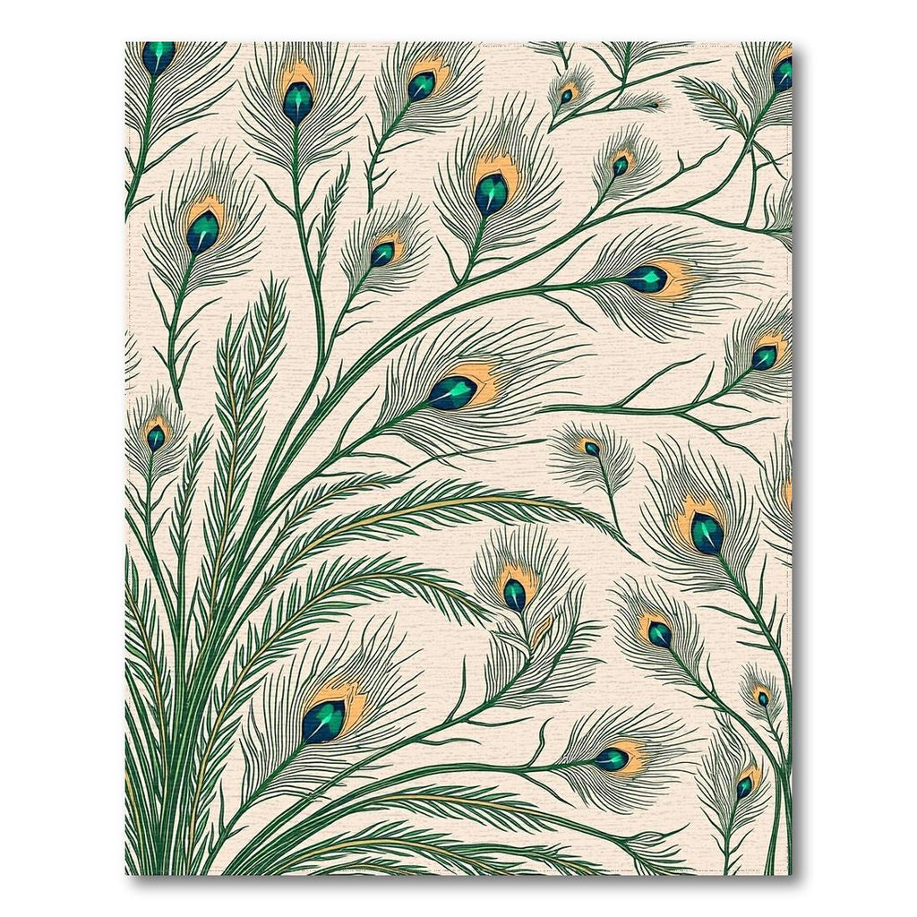Cream Peacock Feather Vibrant Rug(Ivory)