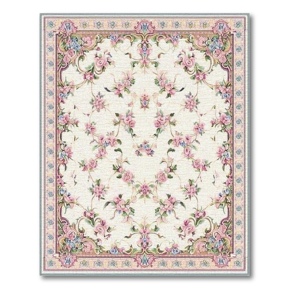 Cream Pink Floral Elegant Rug(Pink)