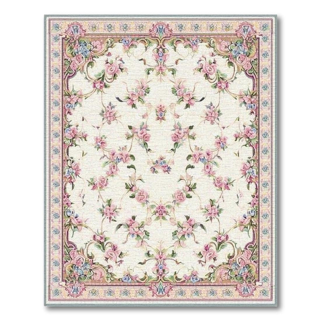 Cream Pink Floral Elegant Rug(Pink)