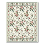 Cream Pink Floral Romantic Rug(Ivory)