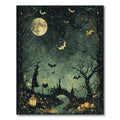 Dark Teal Spooky Night Scene Rug(Black)