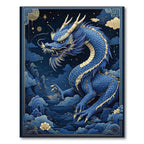Deep Blue Dragon Mystical Night Rug(Blue)