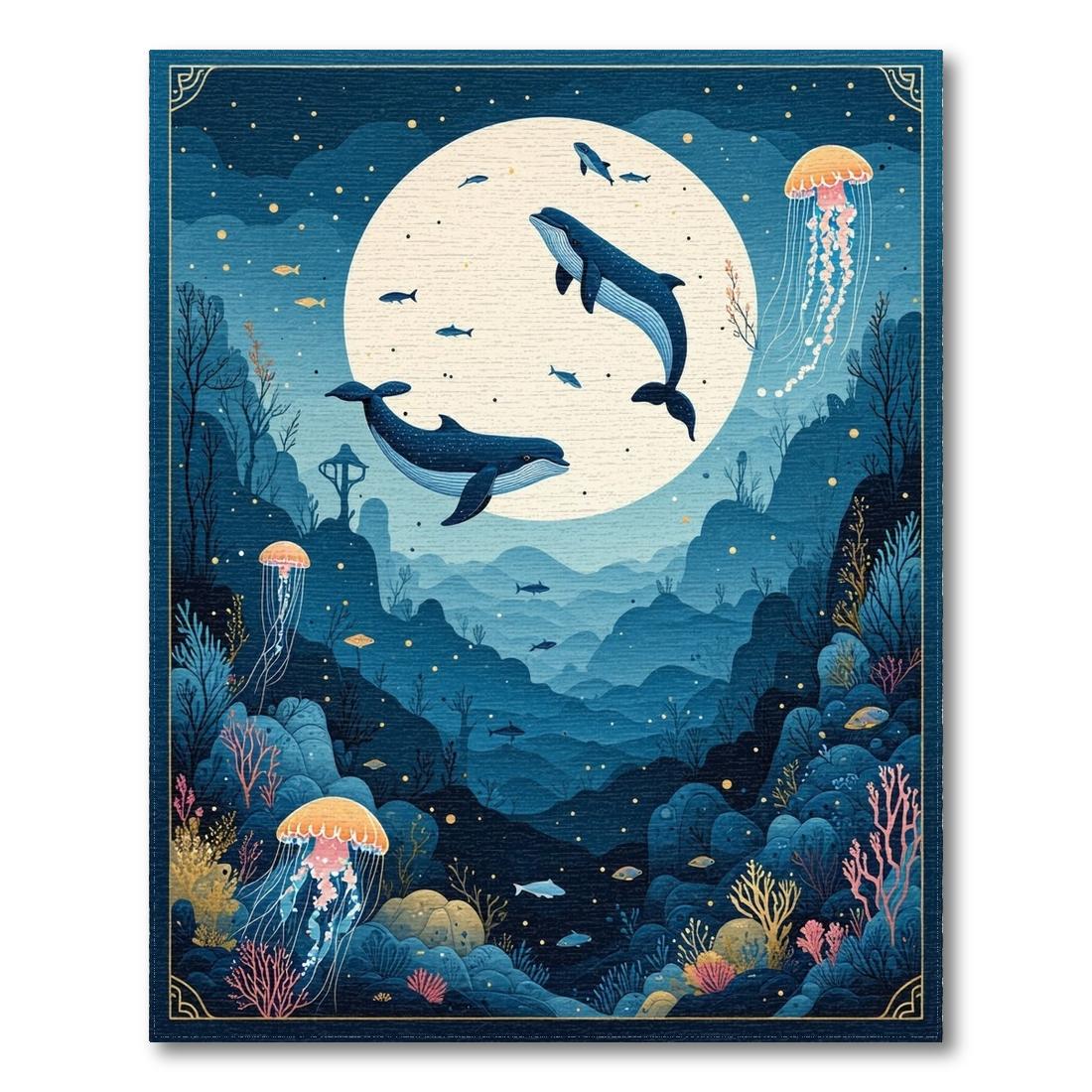 Deep Blue Underwater Dream Rug