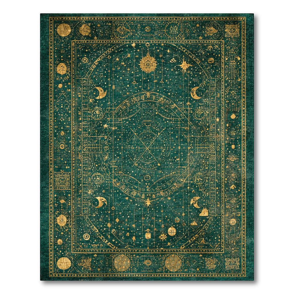 Deep Teal Celestial Mystic Rug(Green)