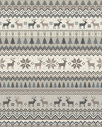 Cozy Nordic Reindeer Forest Stripes Rug