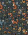 Woodland Creatures Foliage Mid Century Rug