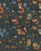 Woodland Creatures Foliage Mid Century Rug