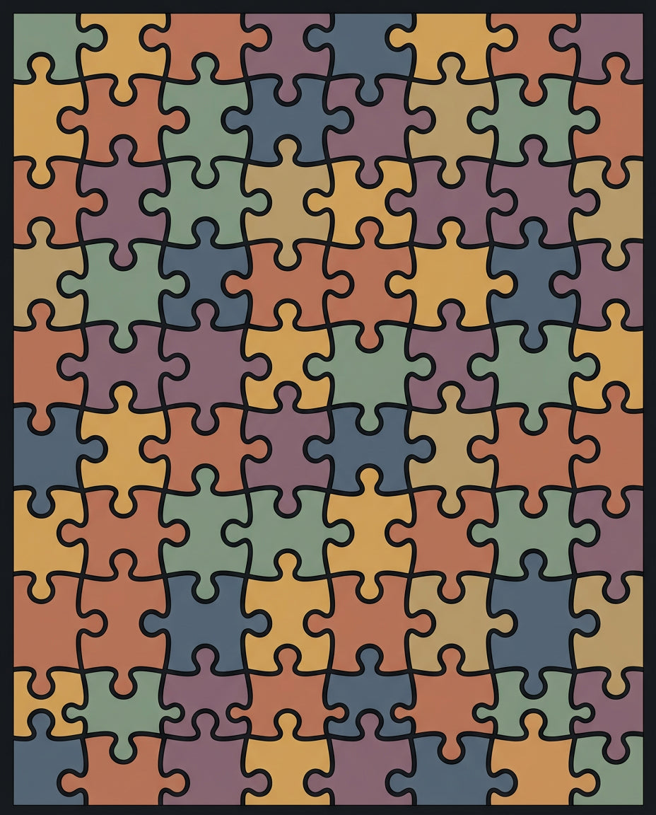 Colorful Puzzle Pieces Square Rug