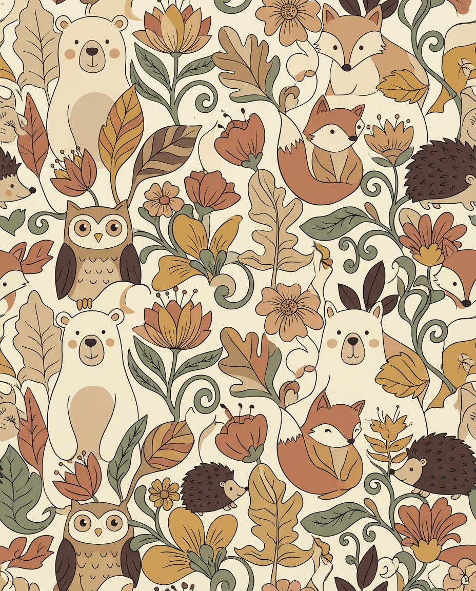 Whimsical Forest Woodland Friends Rug