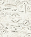 Vintage Travel Stamp Airplane Motif Rug