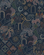 Dark Blue Mystical Arc Symbols Rug
