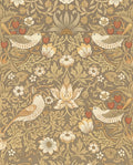 Vintage Brown Bird Strawberry Floral Rug