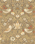 Vintage Brown Bird Strawberry Floral Rug