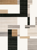 Abstract Tan Gray Black Blocks Rug
