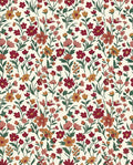 Crimson Orange Floral Blossom Field Rug
