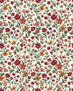 Crimson Orange Floral Blossom Field Rug