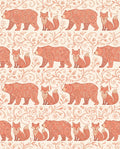 Salmon Folk Art Bear Fox Vine Repeat Rug