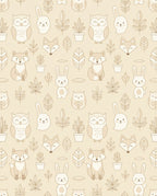 Cute Woodland Friends and Foliage Background Rug