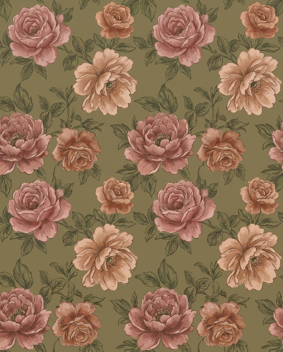 Vintage Rose Blossom Garden Rug