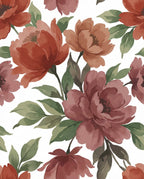 Burnt Sienna Floral Watercolor Arrangement Rug