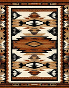 Rustic Terracotta Geometric Stepped Rug