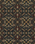 Dark Floral Fish Medallion Rug
