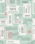 Vintage Travel Postmark Collage Square Rug