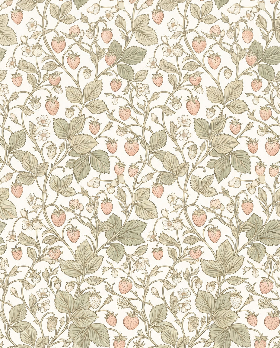 Pastel Strawberry Vine Garden Rug