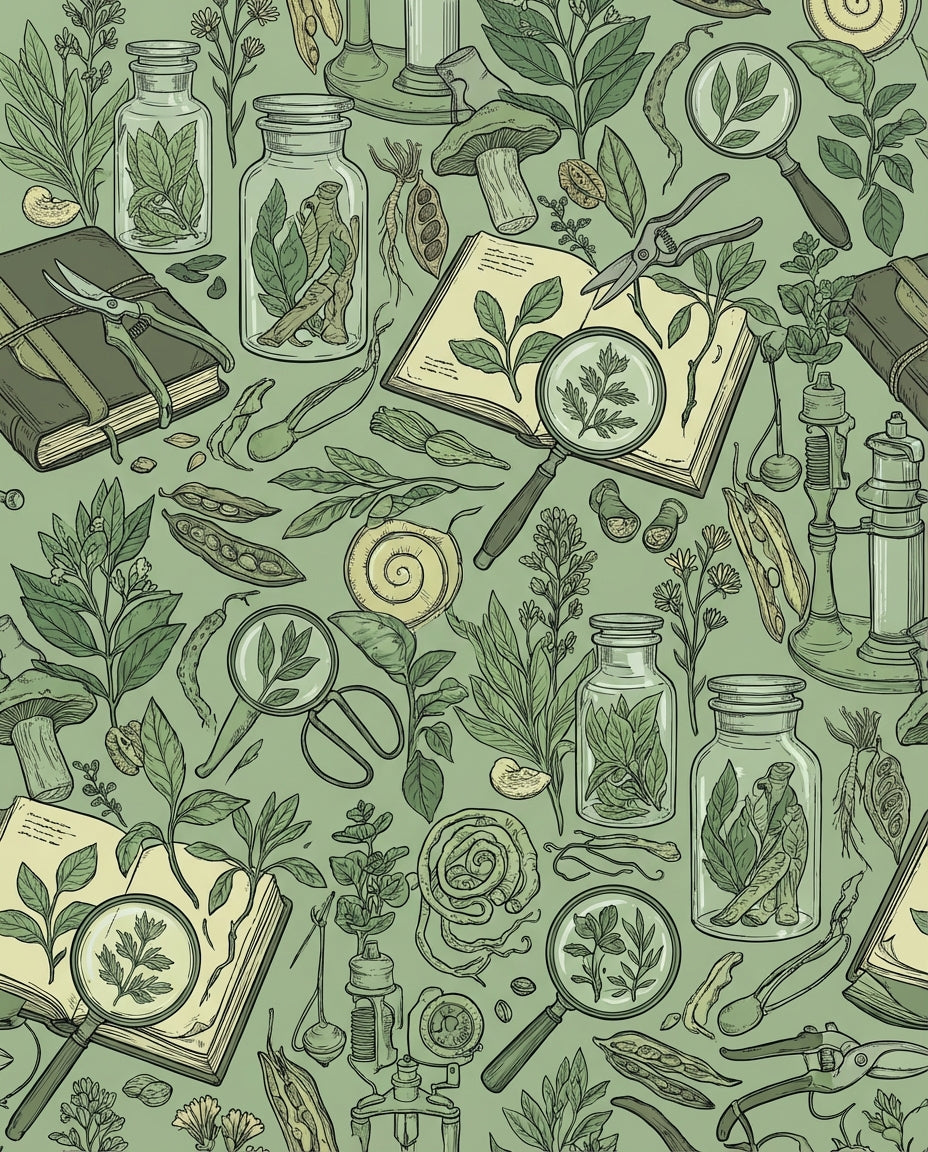 Botanical Field Study Illustration Rug