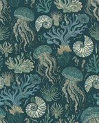 Oceanic Jellyfish Coral Nautilus Seascape Rug