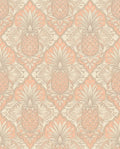 Peach Pineapple Damask Motif Rug